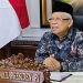 Wakil Presiden Ma’ruf Amin menyampaikan pidato sambutan dalam acara Pengenalan Kampus Universitas Katolik (Unika) Atma Jaya Jakarta, Senin (31/8/2020). (ANT)