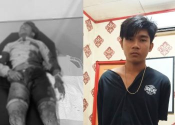 TOR (kanan) pembacok dua pria di Kabupaten Barito Utara Kalimantan Tengah saat diamankan Polres Barito Utara, Senin (31/8/2020). (Foto: ANTARA/HO-Satreskrim Polres Barito Utara)