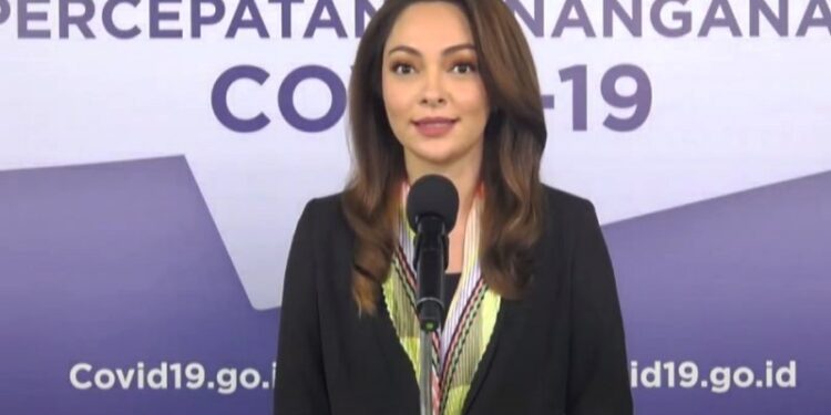 Tangkapan layar anggota Tim Komunikasi Publik Gugus Tugas Percepatan Penanganan COVID-19 Reisa Broto Asmoro. (ANTARA/Prisca Triferna)