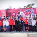 Ketua DPD PDIP Kalteng Arton S Dohong (tengah) saat menghadiri deklarasi pasangan bakal calon Bupati dan Wakil Bupati Kotawaringin Timur Halikinnor-Irawati di ikon Jelawat, Jumat (4/9/2020). ANTARA/Norjani