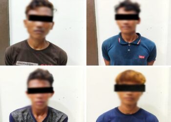 Empat tersangka pelaku pembunuhan terhadap rekan kerja dengan motif pencurian dengan kekerasan. (ANT/IST)