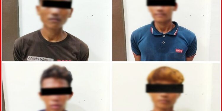 Empat tersangka pelaku pembunuhan terhadap rekan kerja dengan motif pencurian dengan kekerasan. (ANT/IST)