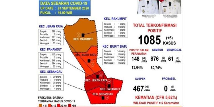 Pasien Sembuh COVID-19 di Palangka Raya Capai 876 Orang