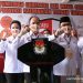 Pasangan bacagub-cawagub Kalteng Ben Brahim-Ujang Iskandar beserta istri usai mendaftar ke KPU Kalteng di Palangka Raya, Sabtu (5/9/2020). ANTARA/Rendhik Andika