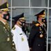 Plt Gubernur Kalteng Habib Ismail Bin Yahya (tengah) mengikuti upacara Peringatan HUT ke-75 Tentara Nasional Indonesia secara virtual melalui konferensi video dari Aula Makorem 102/Panju Panjung, Palangka Raya, Senin (5/10/2020). (ANT/IST)