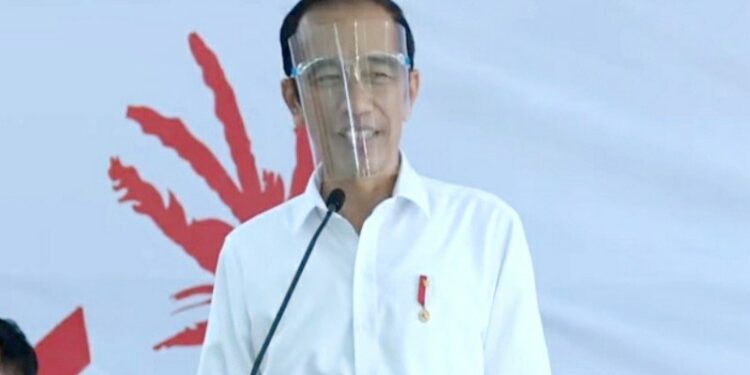 Gambar tangkapan layar Presiden Joko Widodo dalam kegiatan pemberian banpres produktif usaha mikro di Pulang Pisau, Kamis, (8/10/2020). (ANT)