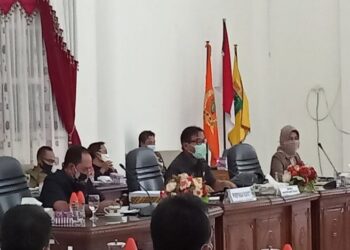 DPRD melaksanakan RDP bersama Dinas Sosial Pemberdayaan Masyarakat Desa (DSPMD), Dinas Kesehatan dan Perusahaan Daerah Air Minum (PDAM) Barito Selatan di Buntok, Senin, (12/10/2020). (ANT)