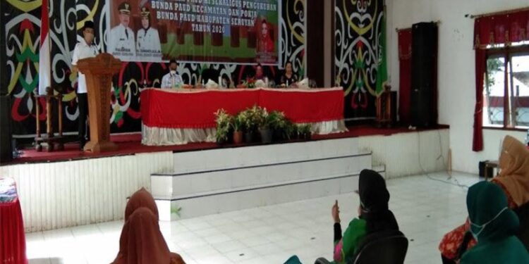 Bupati Seruyan Yulhaidir saat memberikan sambutan di kegiatan pelaksanaan PAUD HI di Kuala Pembuang,Rabu (21/10/2020). (ANT)