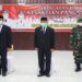 Bupati Lamandau Hendra Lesmana dan Wabup Lamandau Riko Porwanto saat mengikuti hari pancasila secara virtual di aula Setda Lamandau, kemarin. (ANT/IST)