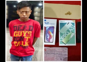 Tersangka pencuri emas 30 gram dan uang tunai milik warga Muara Teweh diringkus anggota Satuan Reserse Kriminal Polres setempat, Rabu (14/10/2020). (ANT/IST)