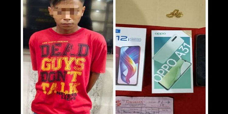 Tersangka pencuri emas 30 gram dan uang tunai milik warga Muara Teweh diringkus anggota Satuan Reserse Kriminal Polres setempat, Rabu (14/10/2020). (ANT/IST)