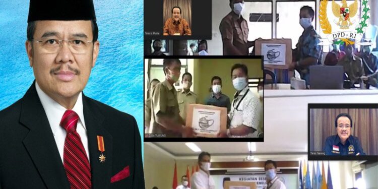 Anggota DPD RI Agustin Teras Narang saat melaksanakan reses virtual secara bergantian di Desa Tuwung dan Desa Sigi serta Universitas Terbuka di Palangka Raya, Senin (27/10/2020). (ANT/IST)