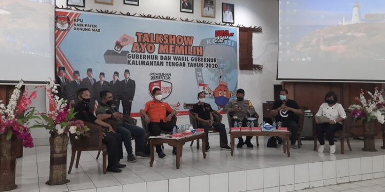 Suasana pelaksanaan Talkshow Ayo Memilih yang diselenggarakan KPU Kabupaten Gumas, di Kuala Kurun.