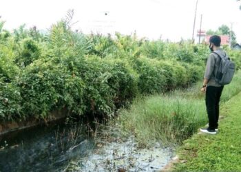 Seorang warga berada di sekitar drainase Jalan A Yani Kuala Pembuang, Senin, (2/11/2020). (ANT)