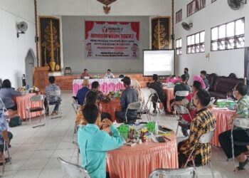 Ketua dan anggota Panitia Pengawas Kecamatan enam kecamatan saat mengikuti bimbingan teknis yang dilaksanakan Badan Pengawas Pemilu Barito Selatan di Buntok, Selasa (3/11/2020). (ANT)