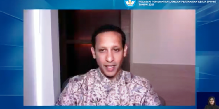 Menteri Pendidikan dan Kebudayaan (Mendikbud) Nadiem Anwar Makarim di Jakarta, Senin (23/11). (ANTARA/Indriani)