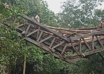 Kondisi Jembatan Patangoi di Kecamatan Damang Batu, Kabupaten Gumas. (IST)