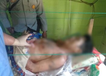 Mayat ON, korban yang diduga ditikam oleh HT. (IST)