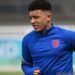 Penyerang Manchester United Jadon Sancho melakukan latihan bersama Timnas Inggris jelang partai final Euro 2020 melawan Italia di St George Park, Burton-on-Trent, Inggris, 10 Juli 2021.(ANT/IST/AFP/PAUL ELLIS)