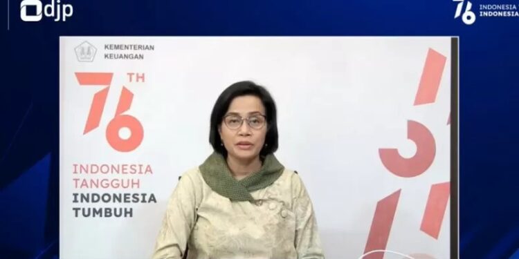 Menteri Keuangan Sri Mulyani dalam acara Direktorat Jenderal Pajak (DJP) IT Summit 2021 secara daring di Jakarta, Rabu (18/08/2021). (MASAPNEWS/Tangkapan layar/ANT)