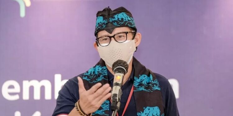 Menparekraf Sandiaga Uno dalam “Workshop Pengembangan Kabupaten/Kota Kreatif” di Pendopo Bupati Pandeglang, Banten, Jumat (20/8). (MASAPNEWS/ANT/Kemenparekraf)