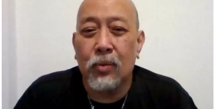 Komedian Indro Warkop dalam jumpa pers "Pernyataan Sikap Lembaga Warkop DKI terhadap Warkopi" pada Senin (20/9/2021) (ANT/IST)