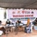 Para santri dan petugas rumah ibadah sedang di vaksin oleh petugas kesehatan yang digelar di masjid Nurul Huda Kecamatan Bulik, Selasa (7/9/2021).