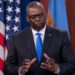 Menteri Pertahanan Amerika Serikat Lloyd Austin menjawab pertanyaan wartawan di Pentagon, Arlington, Virginia, AS, Juli 2021. (MASAPNEWS/ANT/Reuters)
