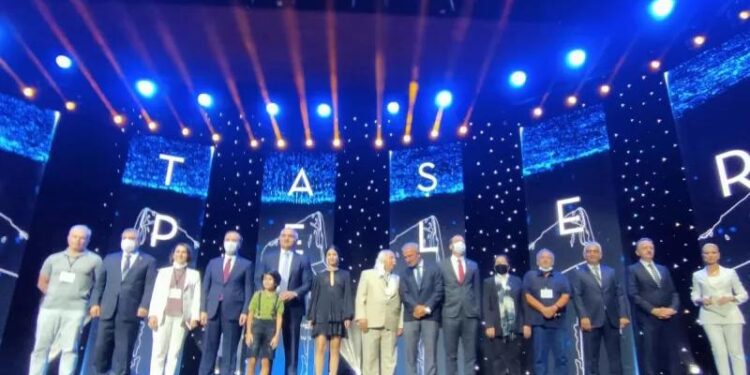 Para pembicara dalam pembukaan pameran Karahantepe pada Kamis (23/9/2021) malam di di Museum Sanliurfa, Turki. (MASAPNEWS/ANT)