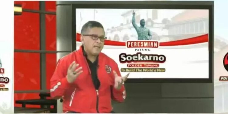 Sekjen DPP PDI Perjuangan Hasto Kristiyanto dalam sambutannya dalam memperingati pidato Proklamator RI Soekarno di Markas Besar PBB yang ditayangkan di YouTube PDIP, Rabu (29/9/2021). (MASAPNEWS/ANT/HO-PDIP)