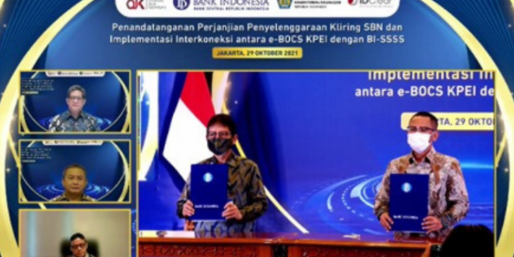 Acara penandatangan pembaharuan perjanjian antara BI dan KPEI di Jakarta, Jumat (29/10/2021). (MASAPNEWS/ANT/HO-BI)