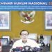 Menteri Hukum dan Hak Asasi Manusia (Menkumham) Yasonna Hamonangan Laoly memberikan paparan kunci dalam seminar bertajuk “Implementasi Konsep Sovereign Wealth Fund (SWF) dan Tata Kelola Indonesia Investment Authority (INA) dalam Menjamin Keberlangsungan Pembiayaan Pembangunan di Indonesia” yang disiarkan di kanal YouTube bphntv official, Rabu (6/10/2021). (MASAPNEWS/ANT/Tangkapan layar)