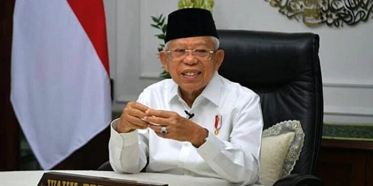 Wakil Presiden (Wapres) K.H. Ma’ruf Amin pada acara Seminar Nasional dalam rangka Peringatan Hari Dharma Karya Dhika (HDKD) Tahun 2021 secara virtual di kediaman resmi Wapres, Jalan Diponegoro Nomor 2, Jakarta, Selasa, (12/10/2021). (MASAPNEWS/ANT/HO-wapres.go.id)