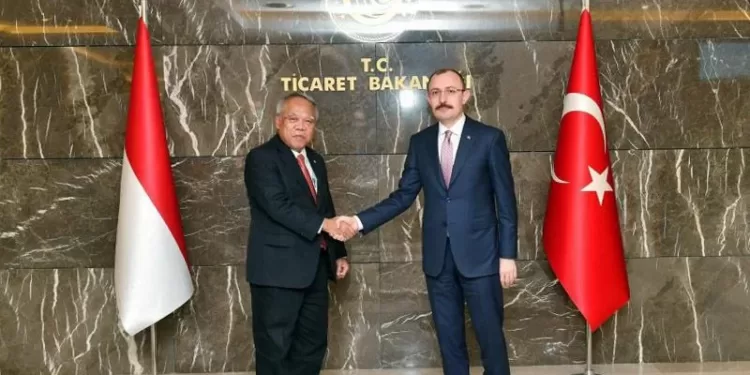 Menteri PUPR RI Basuki Hadimuljono (kiri) dan Menteri Perdagangan Turki Mehmet MUŞ dalam pertemuan di Ankara, Turki. (MASAPNEWS/ANT/HO-Kementerian PUPR)