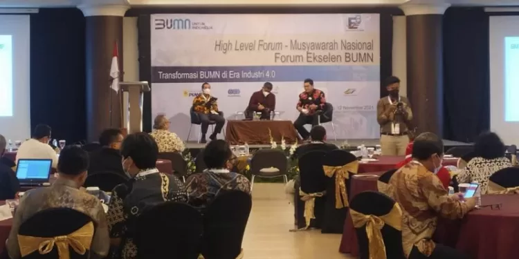 Forum Ekselen BUMN (FEB) gelar diskusi antar BUMN dengan tema Tranformasi BUMN di Era Industri 4.0 di Ibis Hotel, Kota Bandung, Jawa Barat, Jumat (12/11/2021). (MASAPNEWS/ANT)