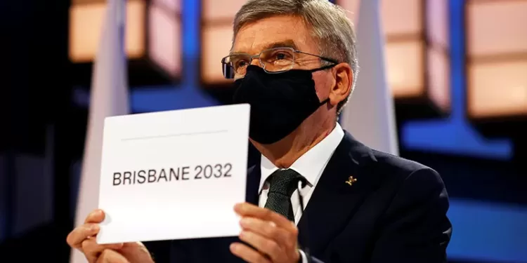 Presiden Komite Olimpiade Internasional (IOC) Thomas Bach saat mengumumkan Brisbane sebagai tuan rumah Olimpiade 2032, Rabu (21/7/2021). (MASAPNEWS/ANT/REUTERS/Pool/Toru Hanai)