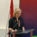 Menteri Luar Negeri Inggris Elizabeth Marry Truss biasa disapa Liz Truss saat meluncurkan Program Nurture to Scale di Bogor Creative Center (BCC), Jumat. (MASAPNEWS/ANT)
