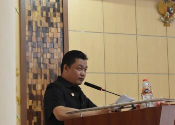 Wabup Lamandau Riko Porwanto saat memberikan jawaban atas pandangan umum fraksi DPRD setempat, belum lama tadi