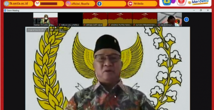 Tangkapan layar - Anggota Komisi I DPR RI Mukhlis Basri dalam seminar nasional bertajuk “Urgensi Pengesahan Rancangan Undang-Undang Perlindungan Data Pribadi dalam Era Digital untuk Menjamin Kepastian Hukum di Indonesia” yang disiarkan langsung di kanal YouTube FH Unila, dipantau dari Jakarta, Rabu (8/12/2021). ANT/IST
