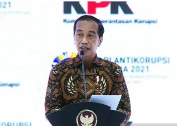 Tangkap layar - Presiden Joko Widodo menyampaikan sambutan dalam peringatan Hari Anti Korupsi Sedunia (Hakordia) di gedung KPK Jakarta, Kamis (9/12/2021). ANT/IST