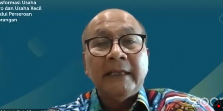 Sekretaris Kementerian Koperasi dan UKM Arif Rahman Hakim dalam webinar, Jakarta, Jumat (10/12). (MASAPNEWS/ANT/Tangkapan layar)