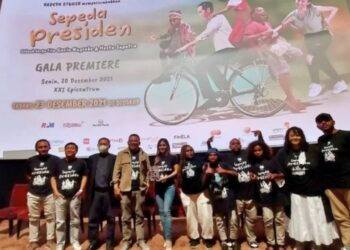 Jumpa pers pemutaran perdana film "Sepeda Presiden" di Epicentrum XXI, Jakarta, Senin (20/12/2021) (MASAPNEWS/ANT)