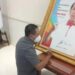 Ketum DPN Gema Kosgoro Untung Kurniadi memberikan lukisan kepada Menpora Zainuddin Amalai saat audiensi di Kantor Kemenpora, Jakarta, Senin (27/12/2021). (MASAPNEWS/HO/Gema Kosgoro)