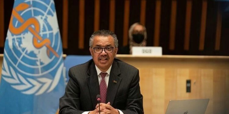 Dokumentasi - Direktur Jenderal Organisasi Kesehatan Dunia (WHO) Tedros Adhanom Ghebreyesus berbicara saat menghadiri Majelis Kesehatan Dunia (WHA) di tengah pandemi penyakit virus corona (COVID-19) di Jenewa, Swiss, 24 Mei 2021. (MASAPNEWS/ANT/Christopher Black/Organisasi Kesehatan Dunia/Handout via REUTERS)