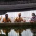 Bupati Gumas Jaya S Monong bersama Wabup Efrensia L.P Umbing, Kepala DPKP Kabupaten Gumas Hansli Gonak, dan lainnya saat meninjau perkembangan benih ikan yang disalurkan kepada salah satu pokdakan di Desa Sepang Kota, Kecamatan Sepang, akhir Desember 2021 lalu. (Foto : Diskominfosantik Gumas)