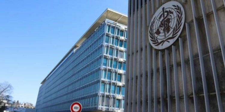 Bagian luar gedung kantor pusat Organisasi Kesehatan Dunia (WHO) di Jenewa, Swiss. (Xinhua/Chen Junxia)
