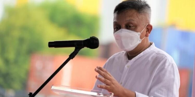 Deputi Bidang UKM Kemenkop Hanung Harimba Rachman memberikan sambutan dalam acara peluncuran ekspor PT Restu Graha Dana, Jakarta, Sabtu (15/1/2022). (MASAPNEWS/ANT/HO-KemenkopUKM)