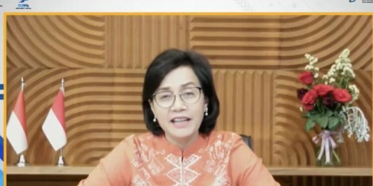 Tangkapan layar Menteri Keuangan Sri Mulyani Indrawati dalam Launching Digital Exhibition Perbendaharaan dan Rollout SAKTI di Jakarta, Kamis (27/1/2022). (MASAPNEWS/ANT)