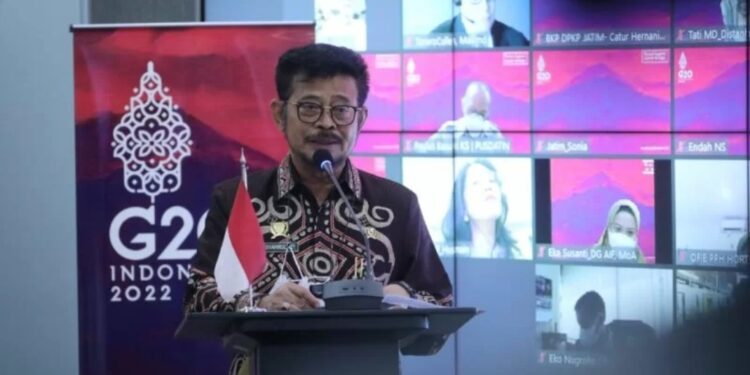 Menteri Pertanian Syahrul Yasin Limpo dalam acara Kick-off Agriculture Working Group G20 di Jakarta, Kamis (27/1/2022). (MASAPNEWS/ANT/HO-Kementerian Pertanian)