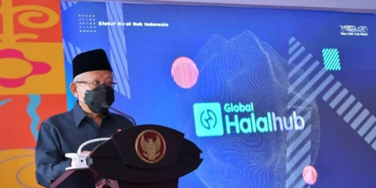 Wakil Presiden RI Ma'ruf Amin meresmikan Pencanangan Kick Off Ekosistem Global Halal Hub di Tangerang, Banten, Kamis (27/1/2022). (MASAPNEWS/ANT/HO-Setwapres)
